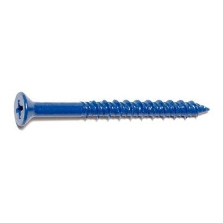 MIDWEST FASTENER Masonry Screw, 3/16" Dia., Flat, 2 1/4 in L, Steel Blue Ruspert, 100 PK 09275